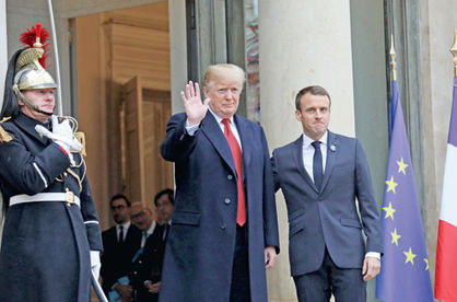 رودررویی ترامپ و ماکرون در پاریس