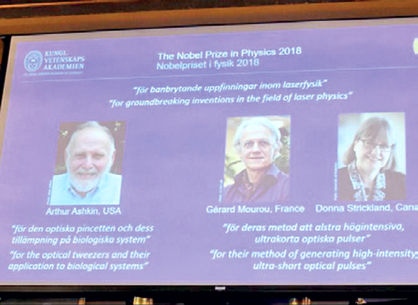 جایزه نوبل فیزیک ۲۰۱۸ برای ۳ دانشمند