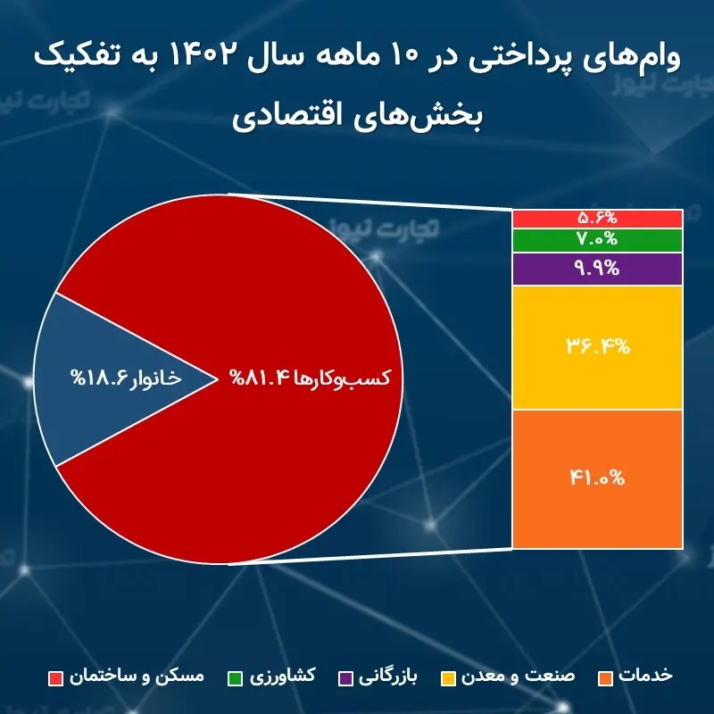 افزایش سهم خانوارها از وام بانکی