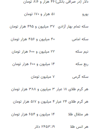 قیمت طلا، سکه و ارز امروز ۲۹ تیرماه ۱۴۰۳؛ سکه و طلای ۱۸ عیار چقدر ریختند؟ + جدول