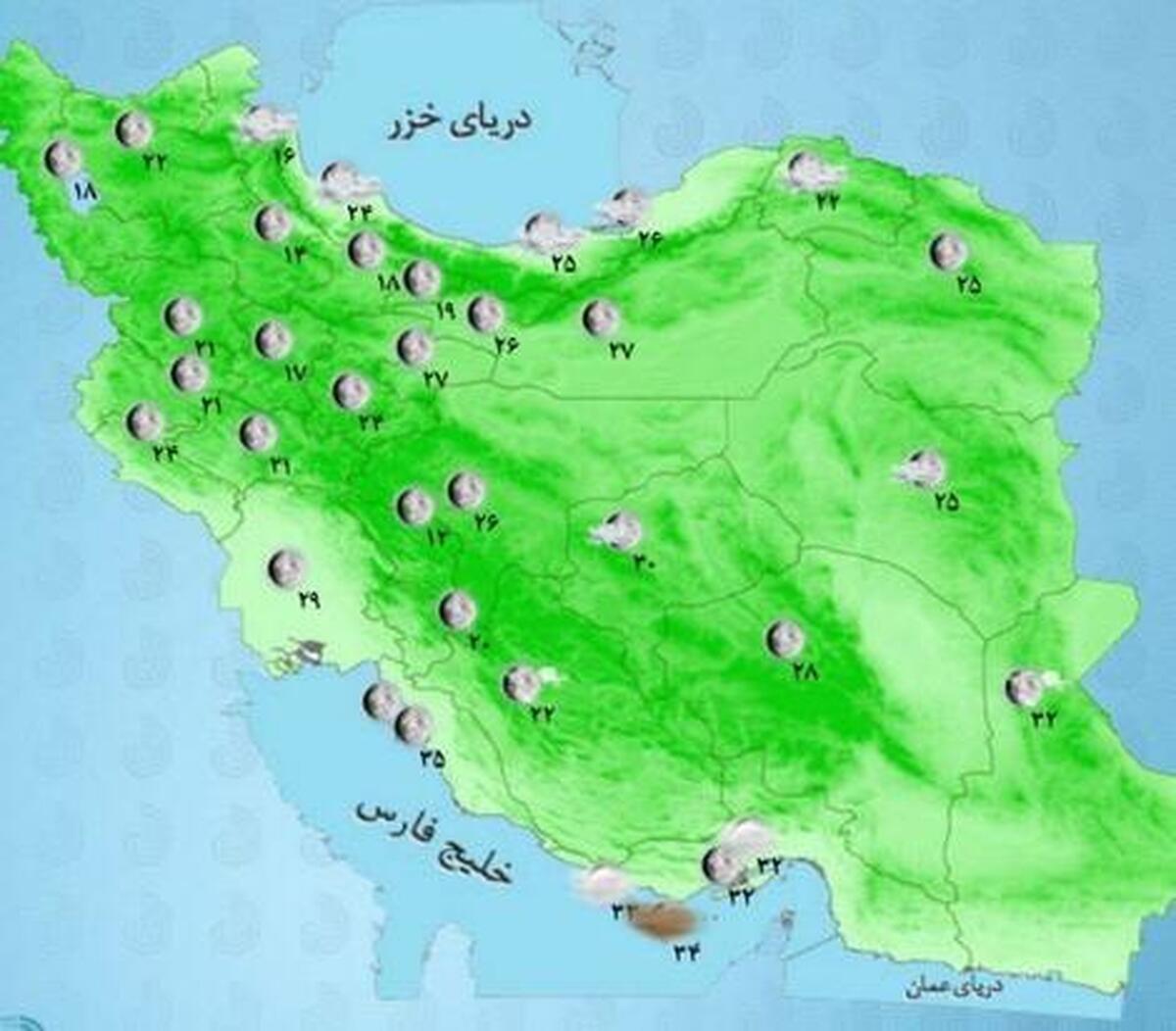 هواشناسی؛ کاهش نسبی دمای هوا در مناطق نیمه شمالی کشور/ احتمال رگبار و وزش باد در برخی مناطق