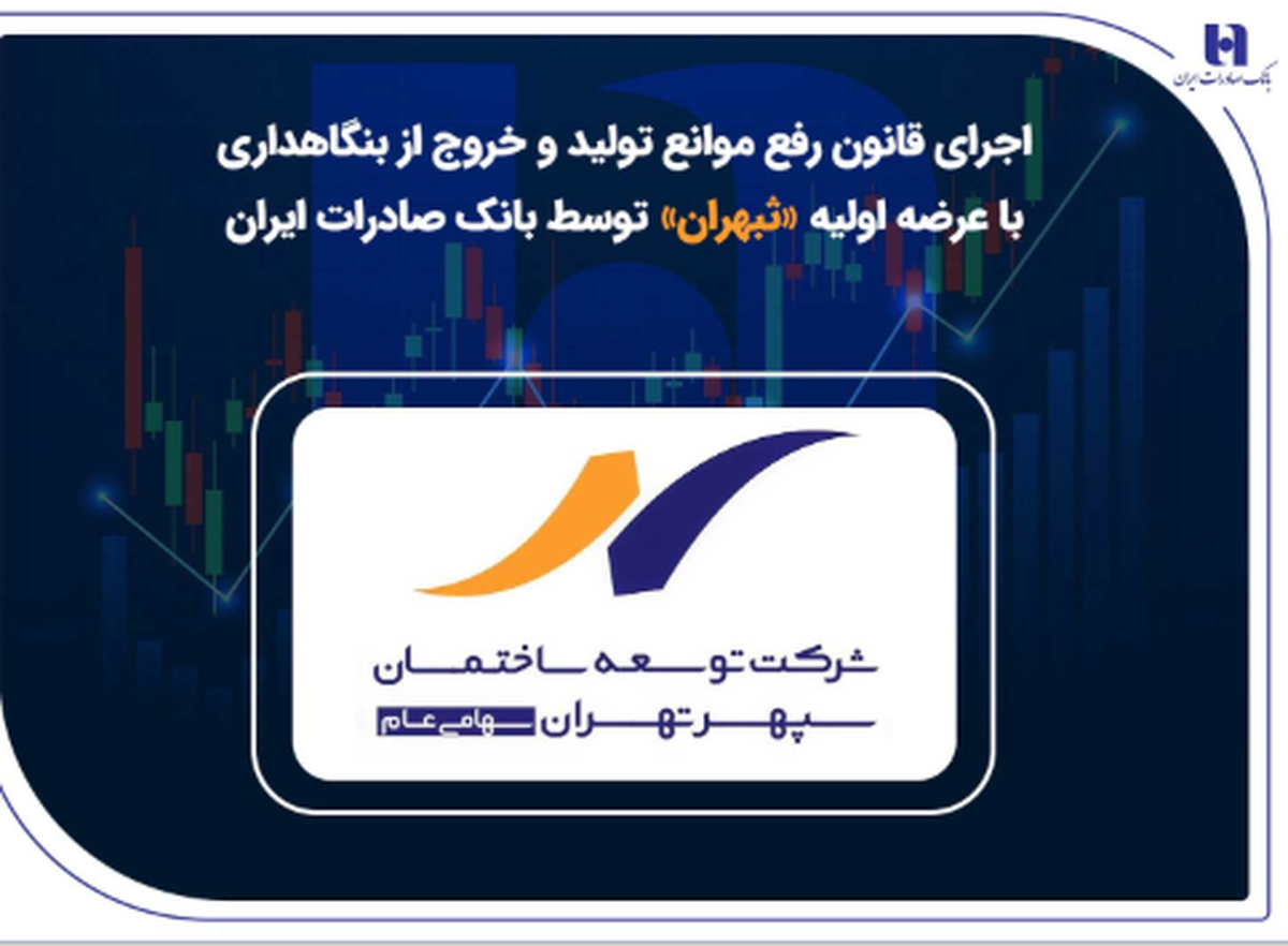 اجرای قانون رفع موانع تولید و خروج از بنگاهداری با عرضه اولیه «ثبهران» توسط بانک صادرات ایران