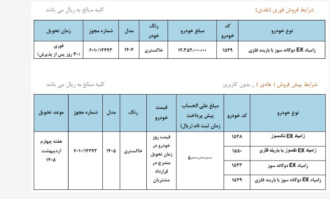 طرح فروش وانت نیسان زامیاد EX دی ۱۴۰۴ + شرایط