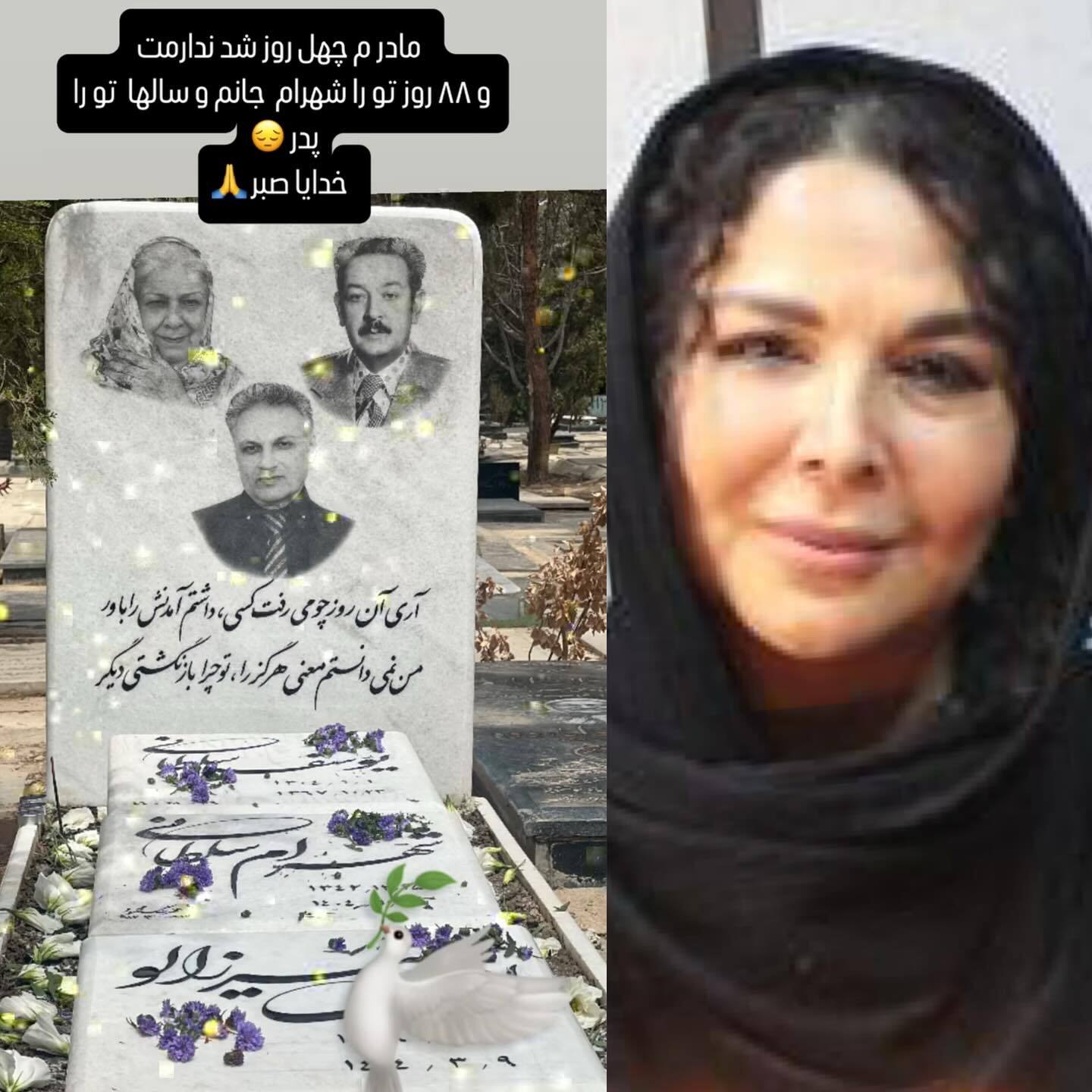قاب تلخ شهره سلطانی از سنگ مزار خانواده‌اش
