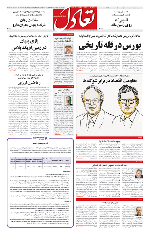 روزنامه تعادل روز 21 مهر 1405