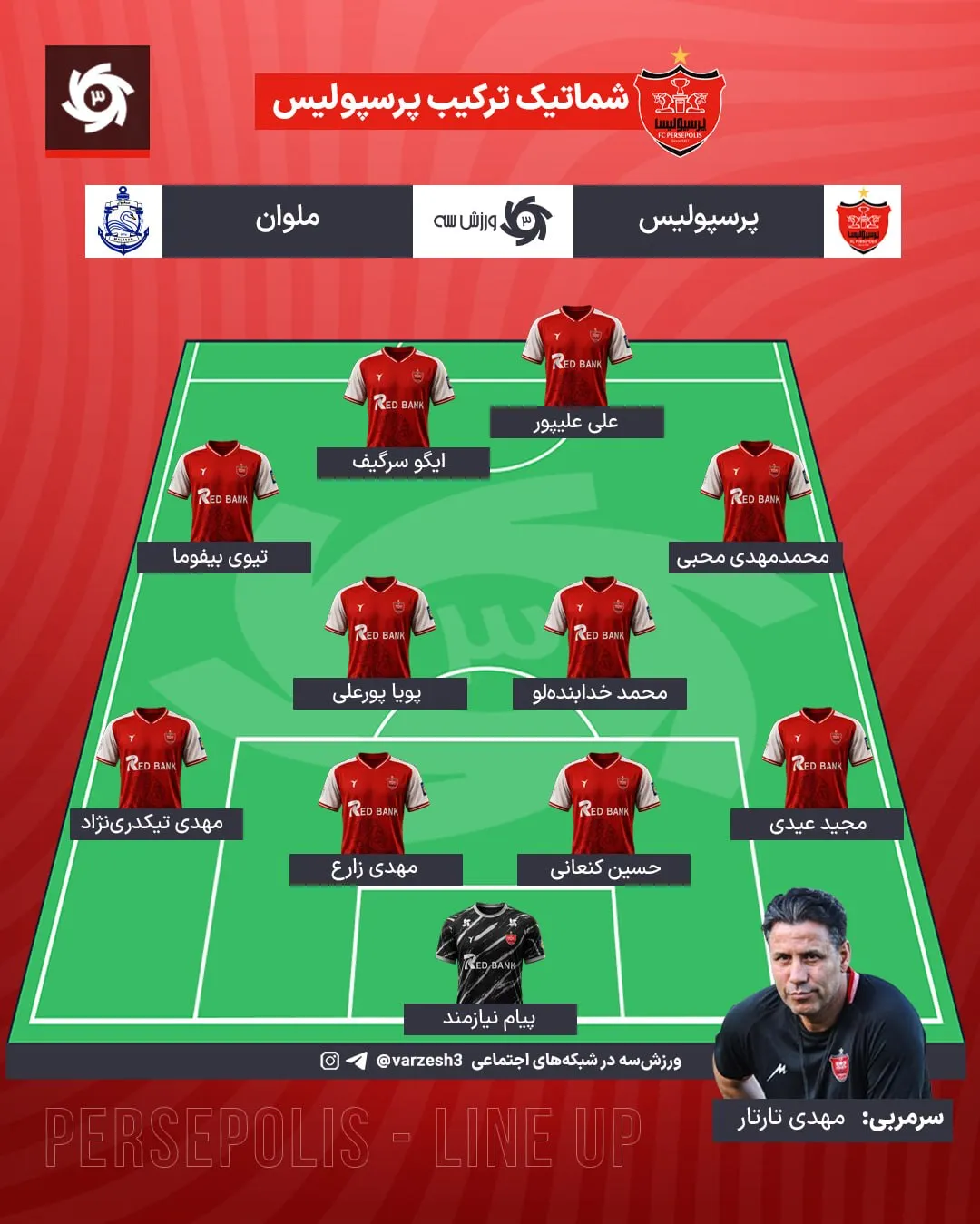 ترکیب پرسپولیس و ملوان مشخص شد