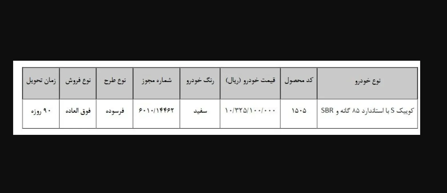 آغاز ثبت نام کوییک آبان ۱۴۰۵ / فروش فوری با تحویل ۹۰ روزه کلید خورد + لینک
